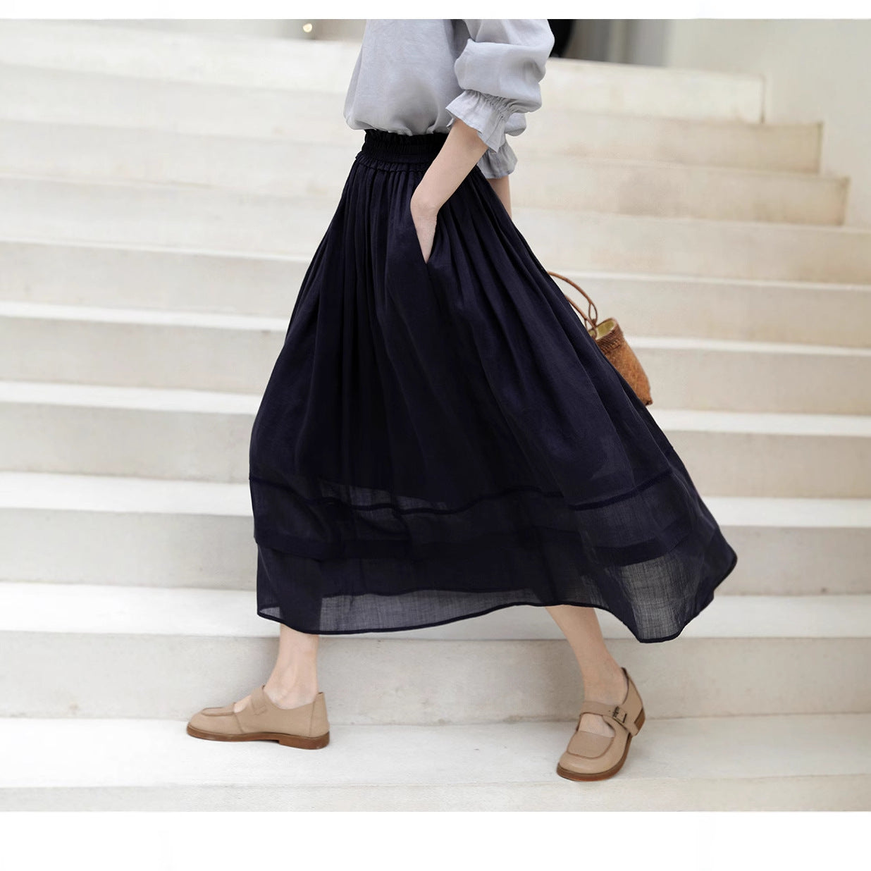 Ramie top popular new spring and autumn sunscreen long-sleeved T-shirt pullover women's 211216 skirt 220303