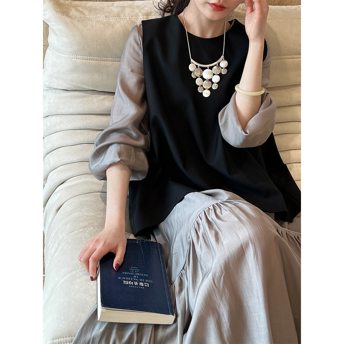 Luxi, Tencel fabric~ design fishtail dress, spring new loose and gentle long skirt 3627