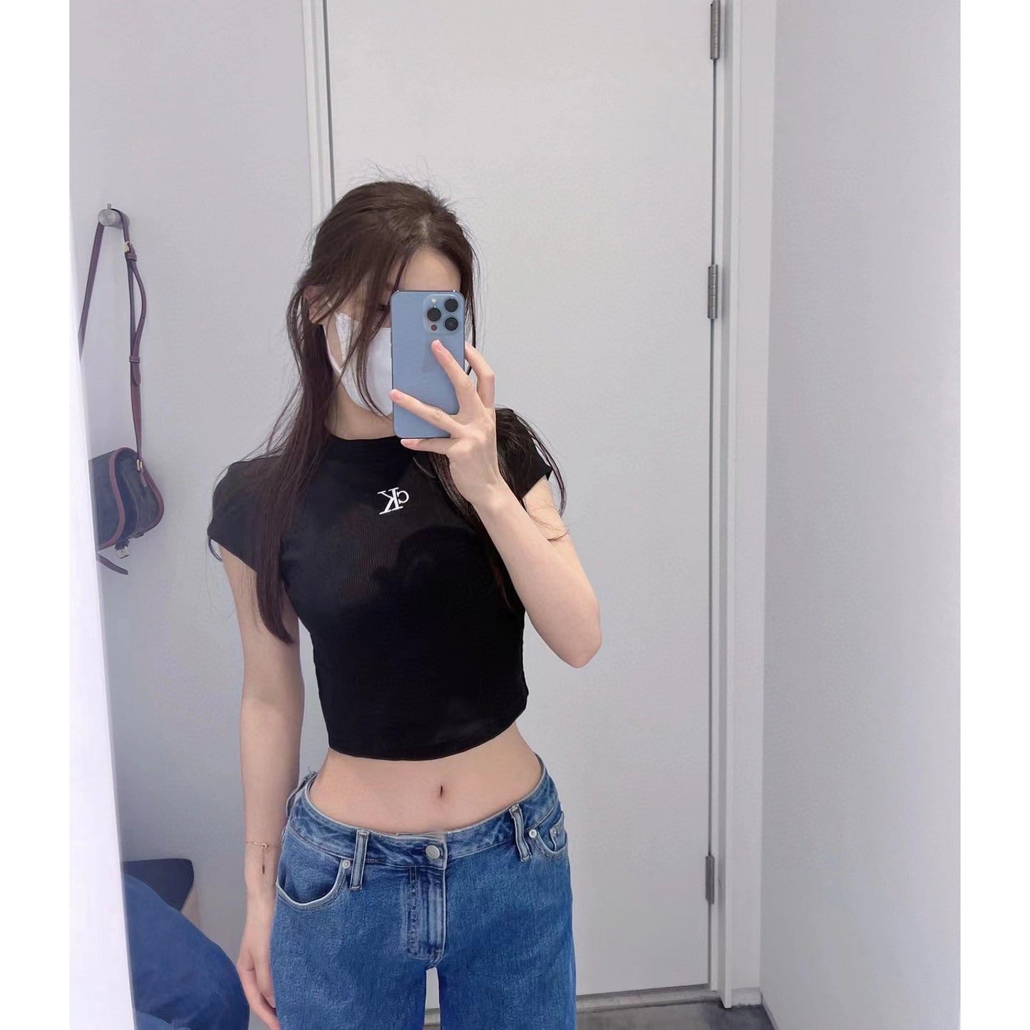 VLOVELAW Jennie Jin Zhini Same Style Crew Neck Casual Slim Fit Short Short Sleeve T-shirt Women's Summer New Simple Top