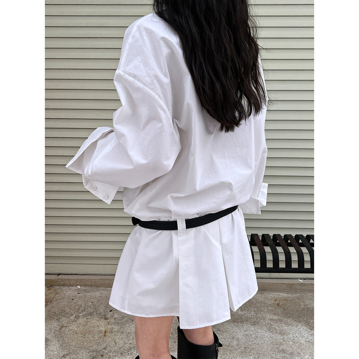 Luxi shirt dress women's spring new design sense Polo collar temperament thin shirt short skirt 9711