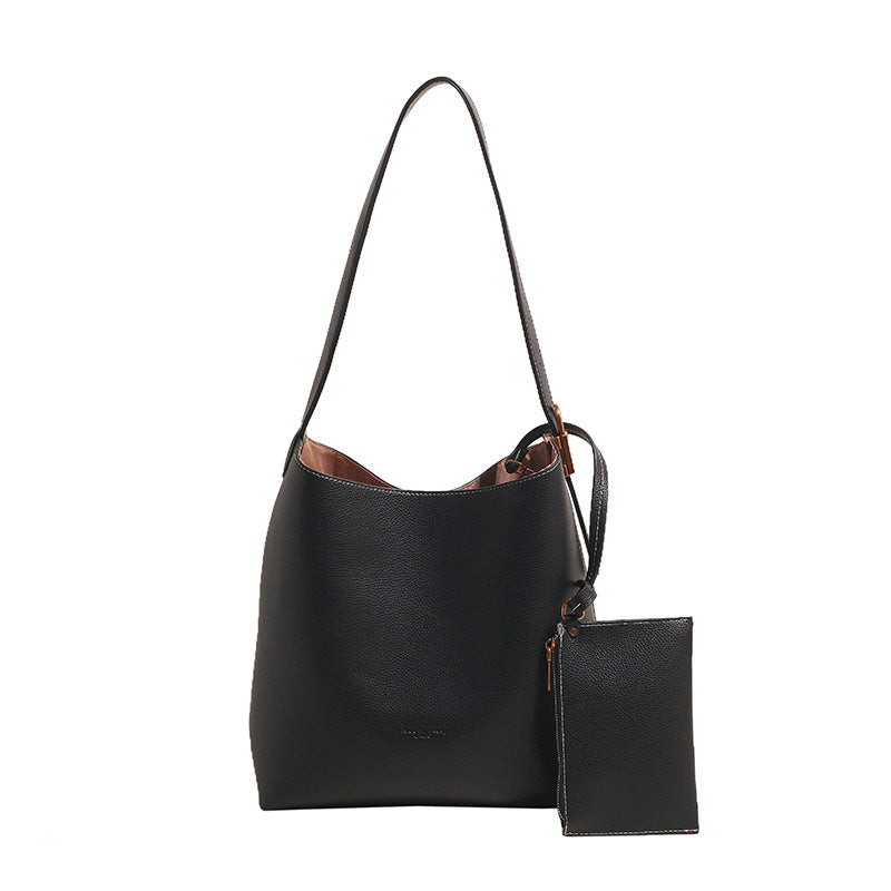 VLOVELAW 2025 Soft-faced large-capacity bag women's popular new shoulder bag simple retro high-end texture commuter messenger bucket bag