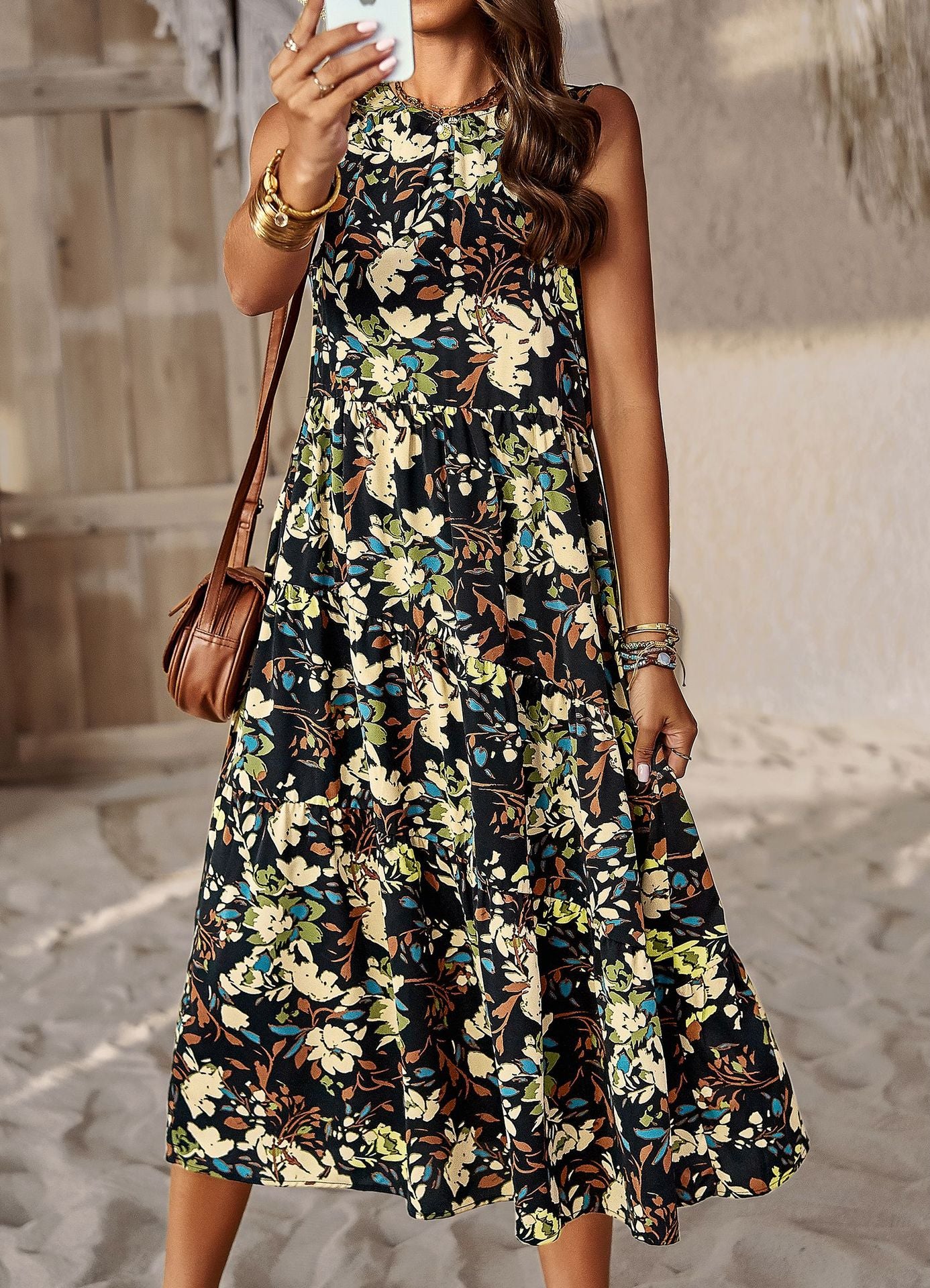 VLOVELAW Self-Developed and Designed Fashion Dress Spring and Summer Halter Loose Vacation Skirt for Women
