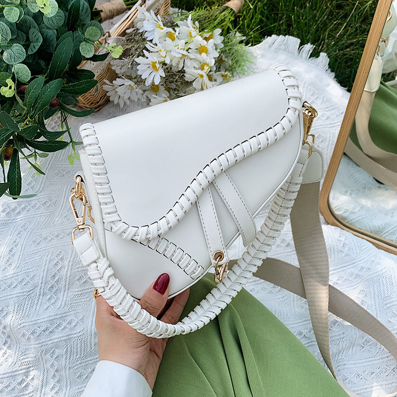 VLOVELAW Bag Women's Bag Autumn New Fashion Shoulder Crossbody Personality Saddle Bag Korean Style Pure Color Artistic Trendy Bag Women's