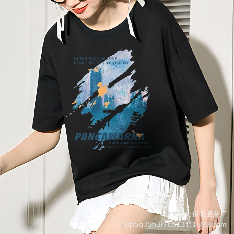 VLOVELAW Summer Women's Cotton Short-Sleeved T-shirts Women's New Versatile Simple Style Loose Half-Sleeve Top Ins Trendy White