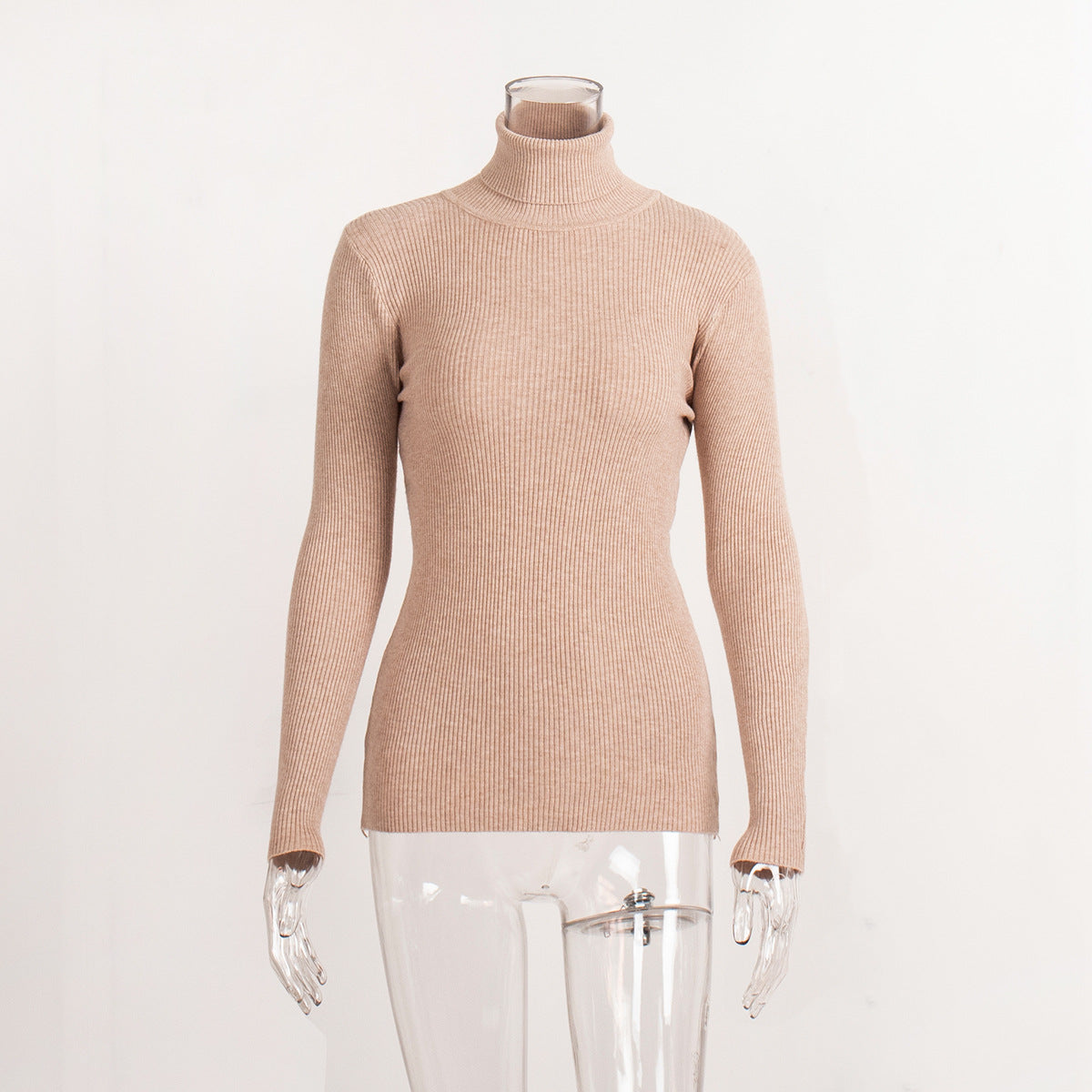 KKBOXLY Cross-border special for extended turtleneck sweater autumn and winter knitted bottoming shirt slim 2025 plus version turtleneck pullover sweater