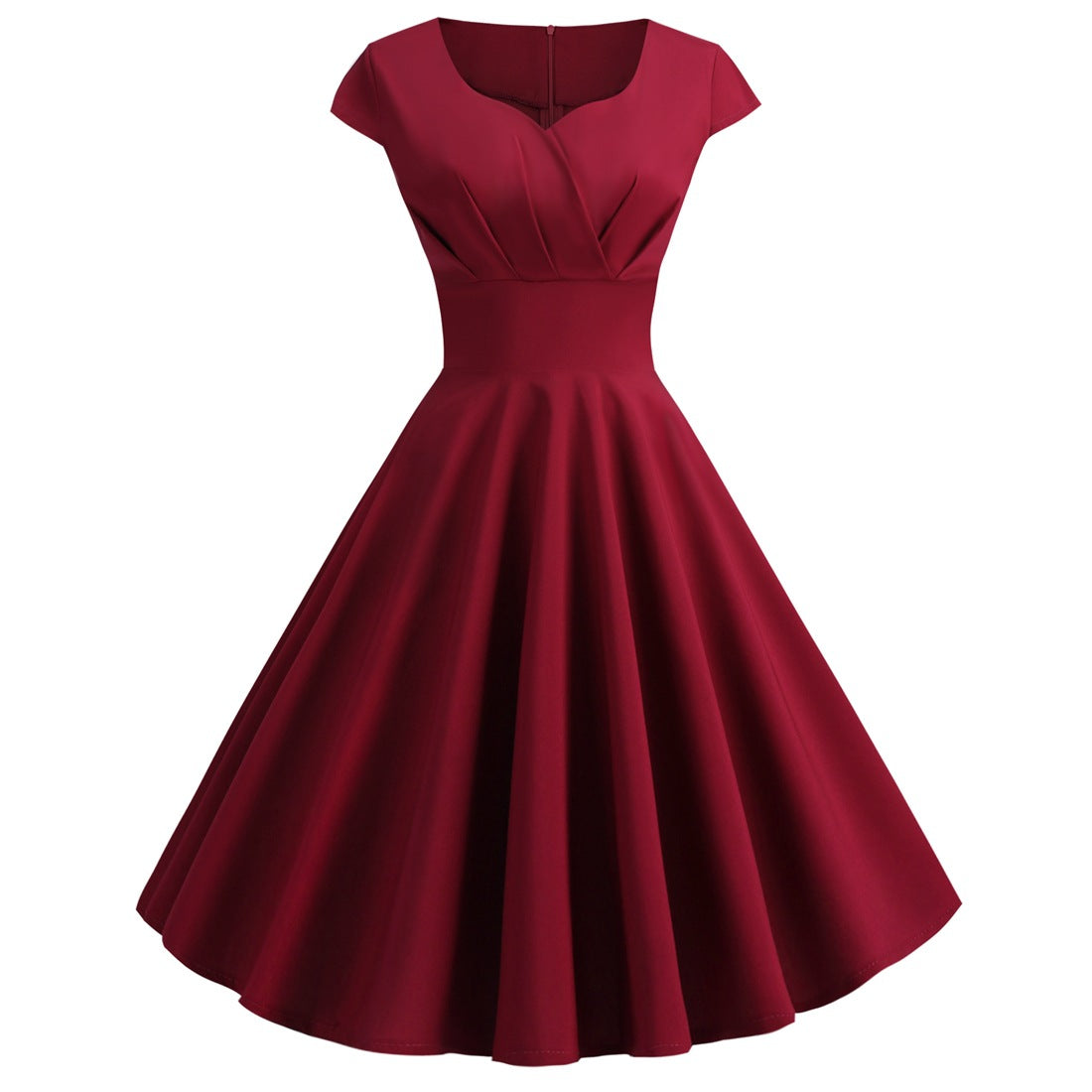 XIEYINSHE X EBay Hot Sale New Vintage Women's V-neck Half Sleeve Waist-Tight Solid Color Wide Hem Dress One-Piece Starting Batch