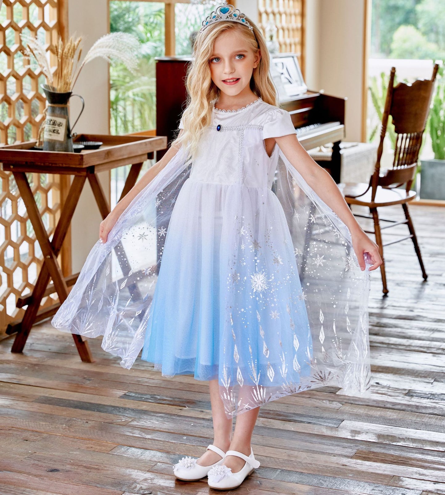 VLOVELAW Princess Elsa Dress Frozen Summer Girls Birthday Skirt New Children Dress Little Girl Western Style
