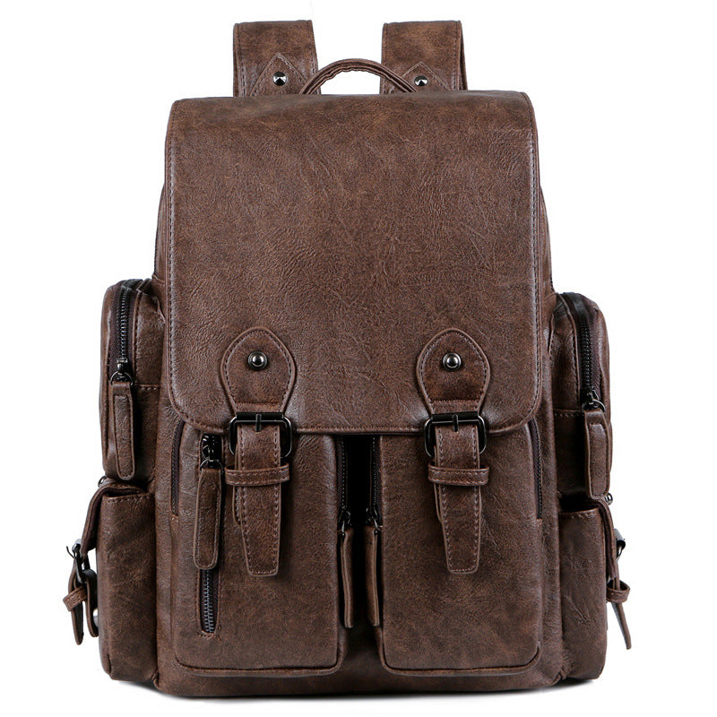2025 Large capacity men's bag pu leather backpack men's backpack high-end fashion backpack backpack mail carrier document backpack