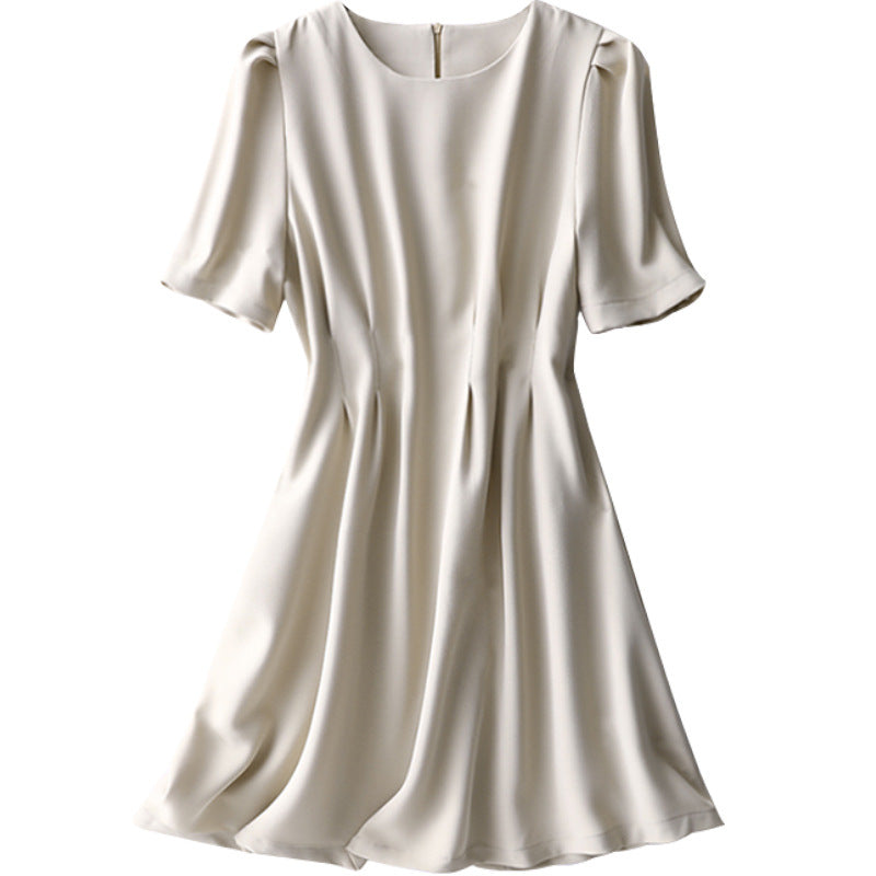 2025 Huge slim pleated waist dress summer small man summer new women's clothing medium and long skirt