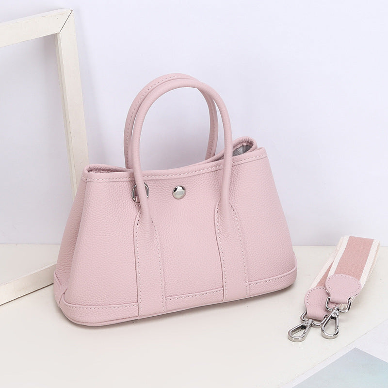 VLOVELAW 2025 New version, first-layer cowhide garden bag, genuine leather, fashionable large-capacity tote bag, wide shoulder strap, shoulder bag, commuter handbag.