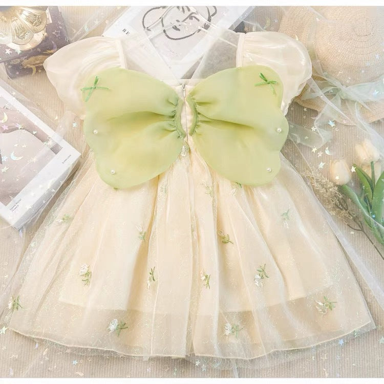 Girls Dress Summer 2025 New Korean Style Western Style Children's Bow Princess Dress Baby Girl Super Fairy Skirt