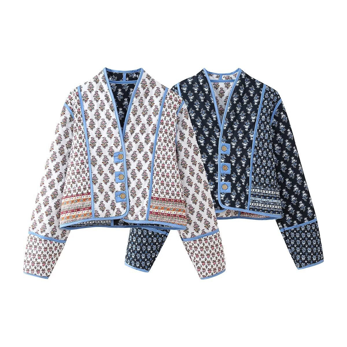 2025 autumn and winter new products European and American cross-border women's clothing street fashion two-sided quilting cotton cotton jacket w028 6402