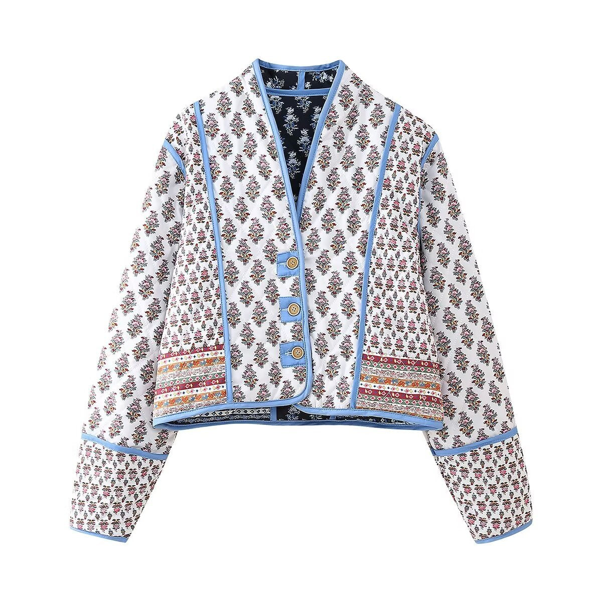 2025 autumn and winter new products European and American cross-border women's clothing street fashion two-sided quilting cotton cotton jacket w028 6402