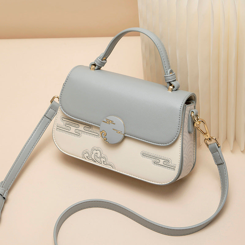 vlovelaw High-End Niche Brand Light Luxury Bag for Women New Genuine Leather Crossbody Shoulder Handbag Contrast Color Women's Bag Bag