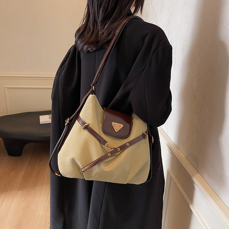 VLOVELAW 2025 Casual commuting retro matte large-capacity bag women's popular new fashion double shoulder back bag single shoulder tote bag