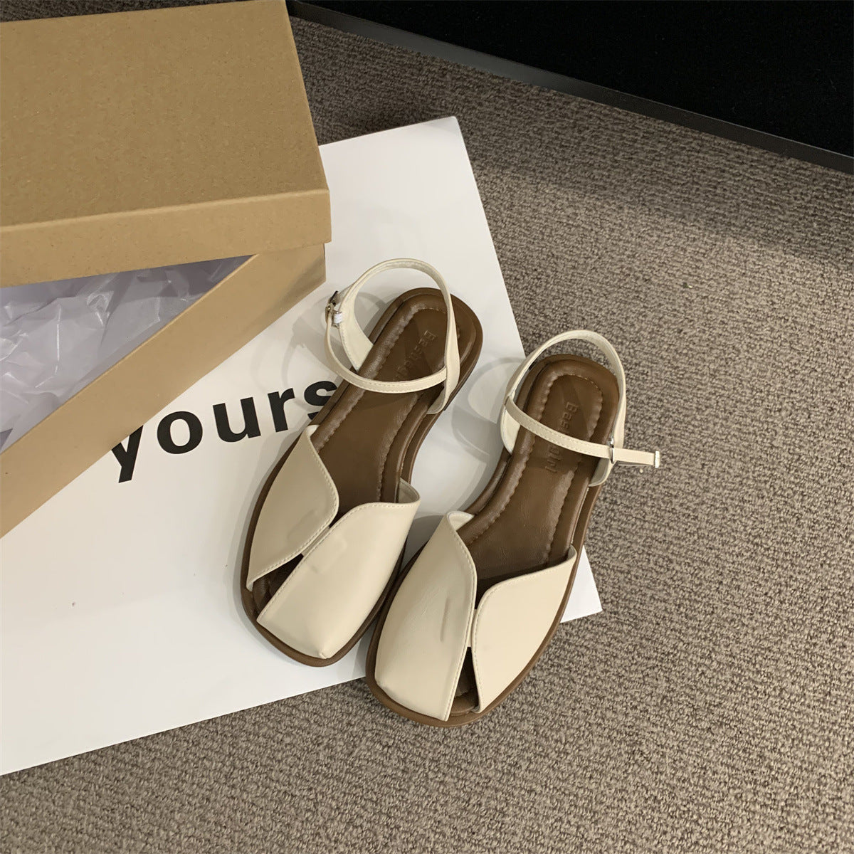 VLOVELAW Closed Toe Sandals for Women New Summer Korean Style Mori Style Retro Fairy Style Casual Soft Flat Bottom Roman Style Shoes
