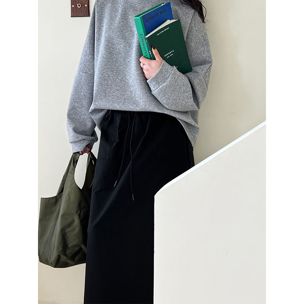 Luxi, retro drawstring tooling skirt new design sense thin straight skirt high waist skirt 9617