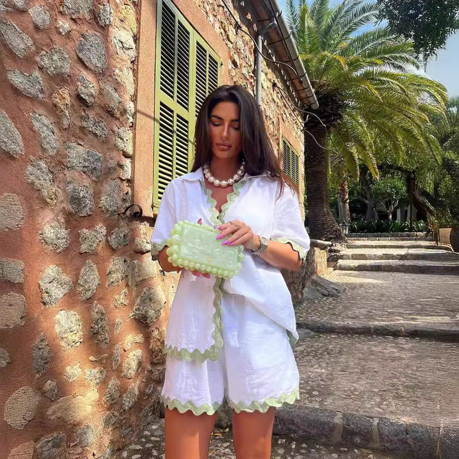 VLOVELAW Early Spring New Cross Border Foreign Trade Women's Simple Fashion Short Shirt Casual Suit-88156