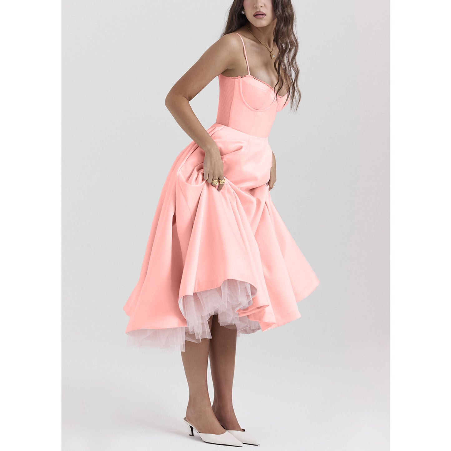 VLOVELAW European and American Style Sexy Women's Wear Cross-Border New V-neck Brace Sleeveless Dress Pettiskirt Long Skirt