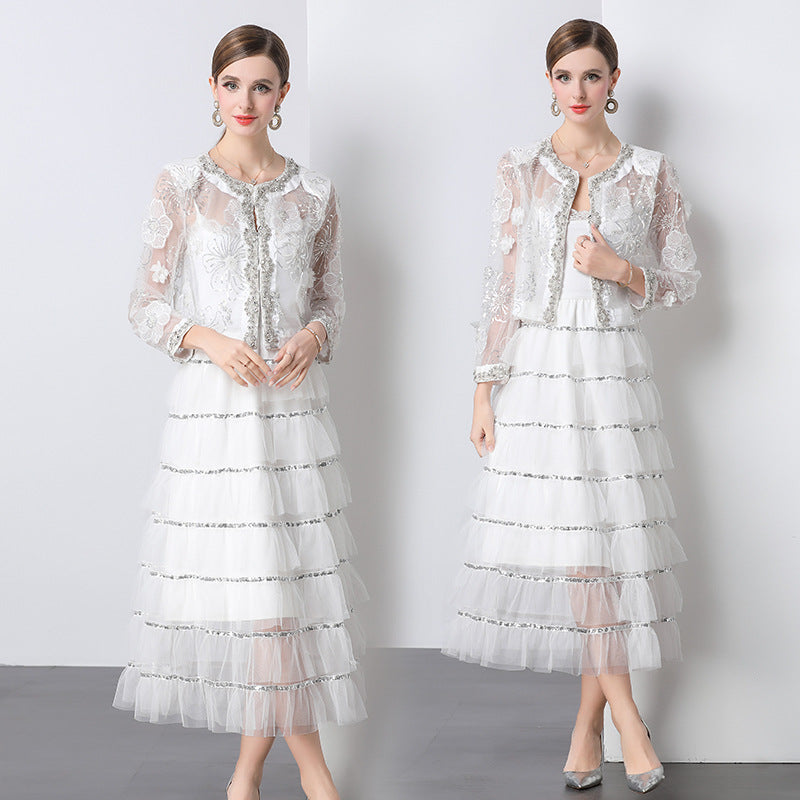 light luxury high-end heavy industry nail drill three-dimensional flower new Chinese Xiaoxiang short jacket sunscreen shirt top women