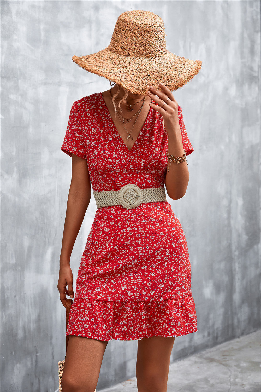 XIEYINSHE Spring and Summer New Wish Hot Sale Bohemian V-neck Floral Dress Beach Dress