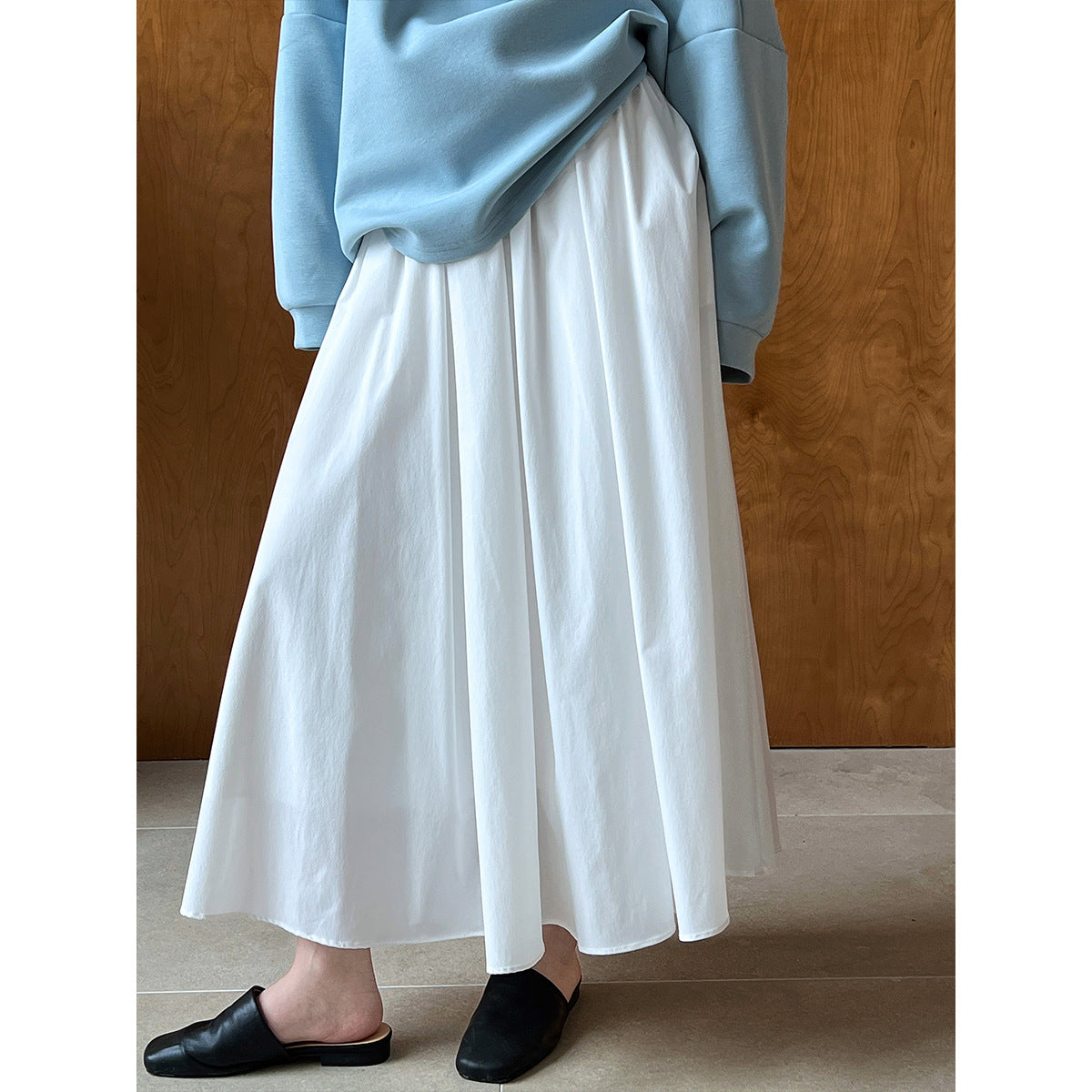 Luxi spring new high-end pink skirt big pendulum A-fold pleated skirt 73212