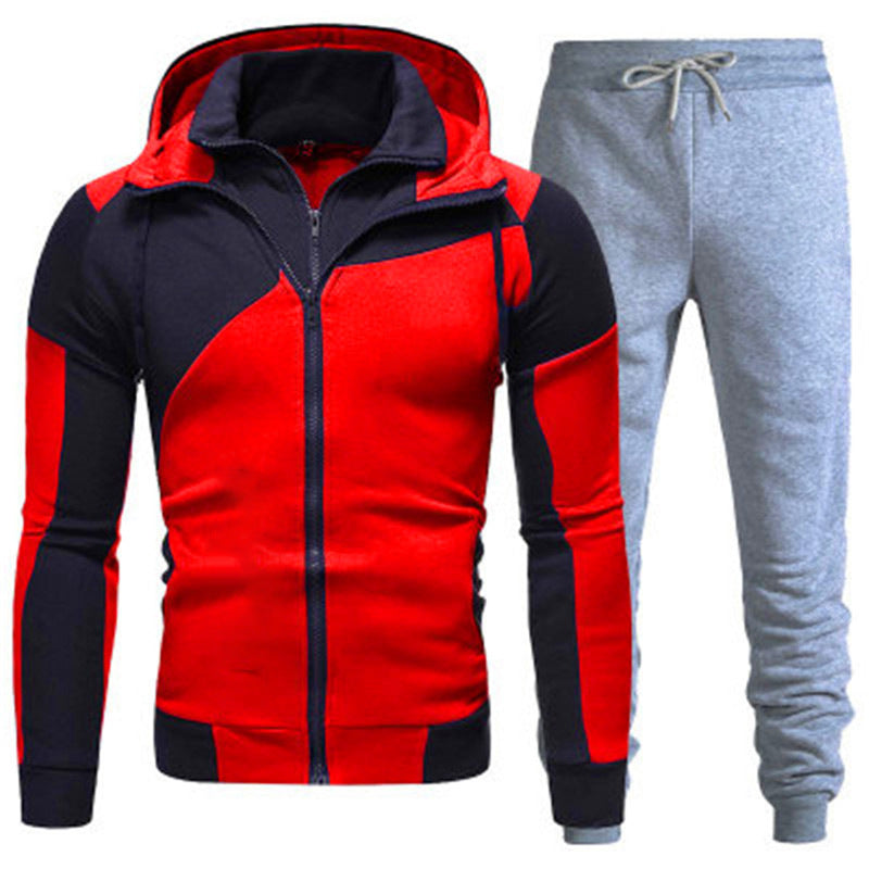 VLOVELAW zipper hoodie solid color sweater set men's autumn and winter hoodie trend fashion leisure sports two-piece set