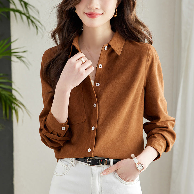 direct sales autumn new short coat women's commuter chic pocket lapel shirt women's single pocket polished shirt