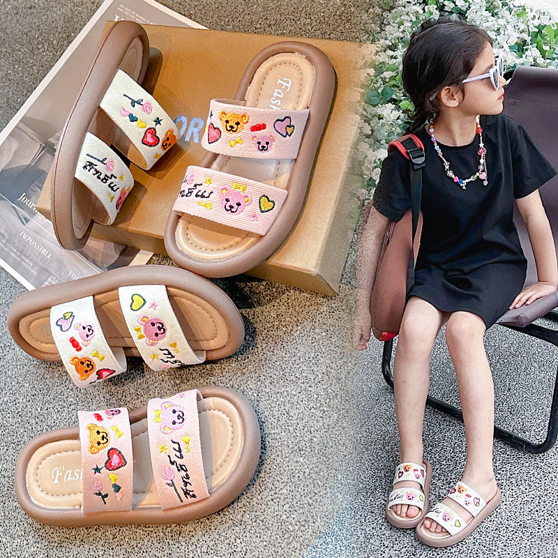 VLOVELAW Baby Slippers Cartoon New Girls' Non-Slip Casual Shoes Summer Fashion Little Girls' Outdoor Sandals