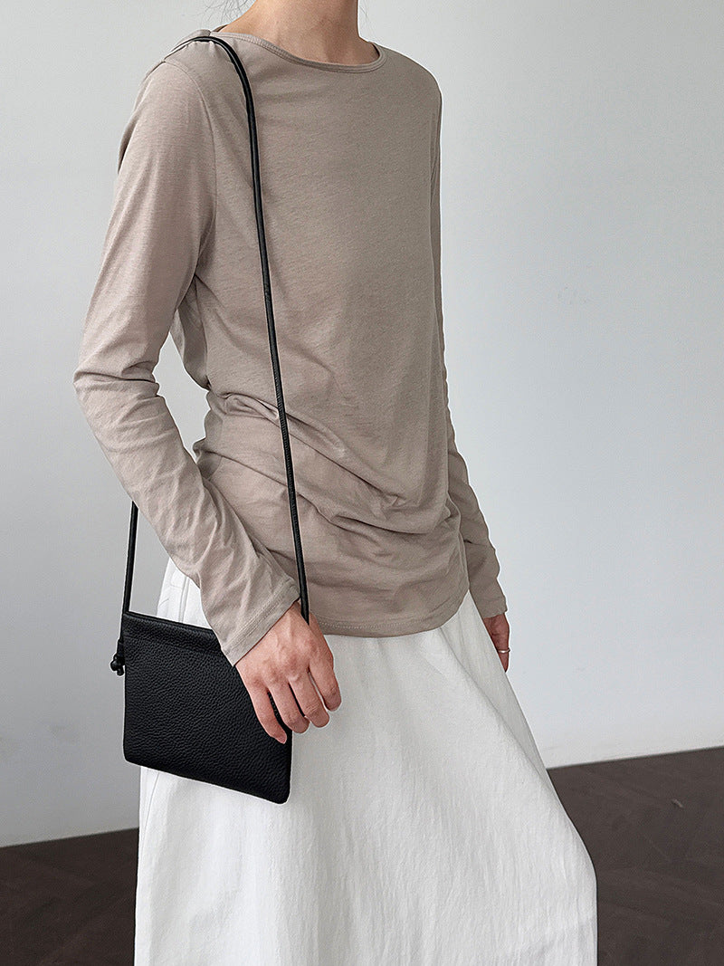 Luxi, Korean design sense, back swing collar strap inside T-shirt women's summer new sunscreen bottoming shirt 2682