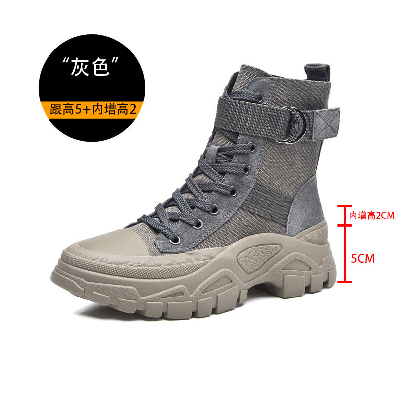 Martin Boots for Women Autumn New Three-Color Net Red Motorcycle Boots Thin Breathable Handsome Increased Trendy Ankle Boots