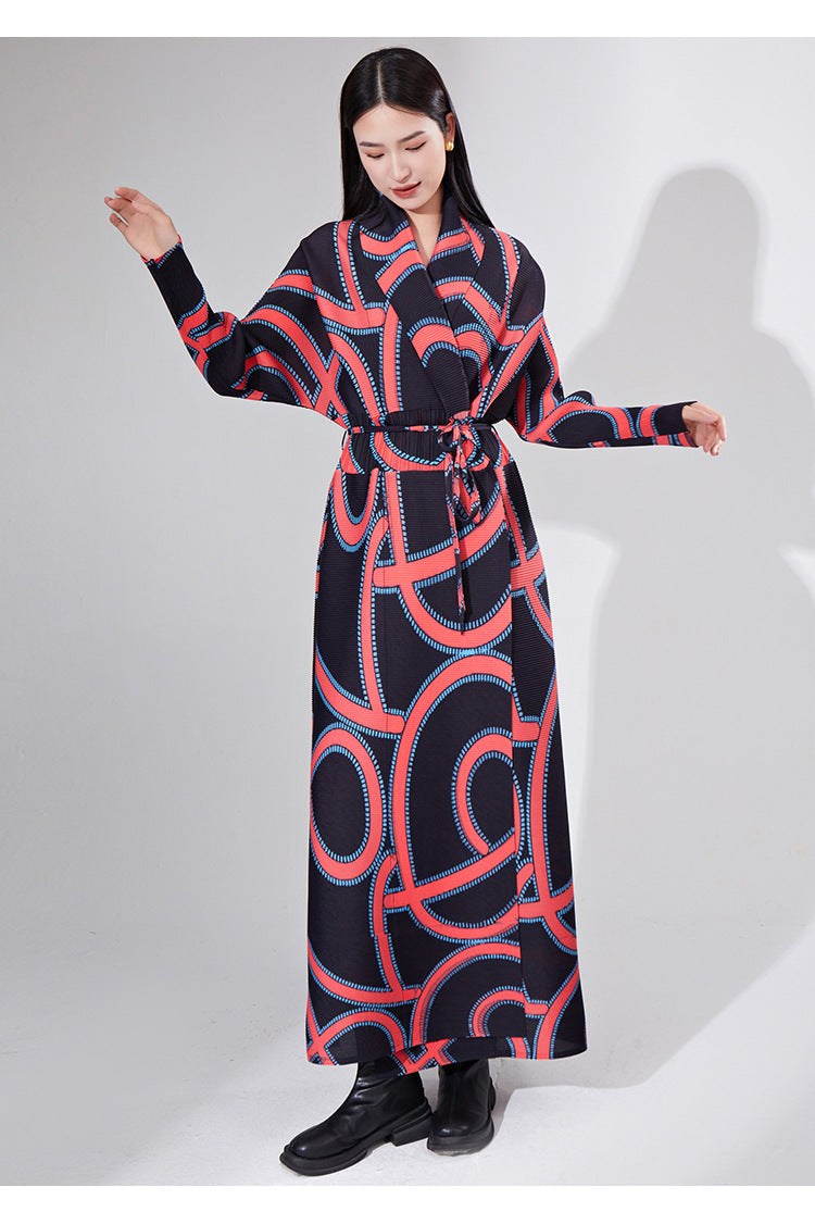 2025 OEM customization Popular trade brand women's clothing foundry extended trench coat women's pleated coat robe
