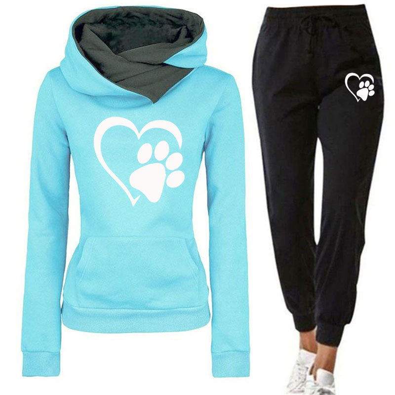 VLOVELAW Autumn and winter new men's and women's clothing ebay wish 2025 fashion love printing fleece casual women's suit