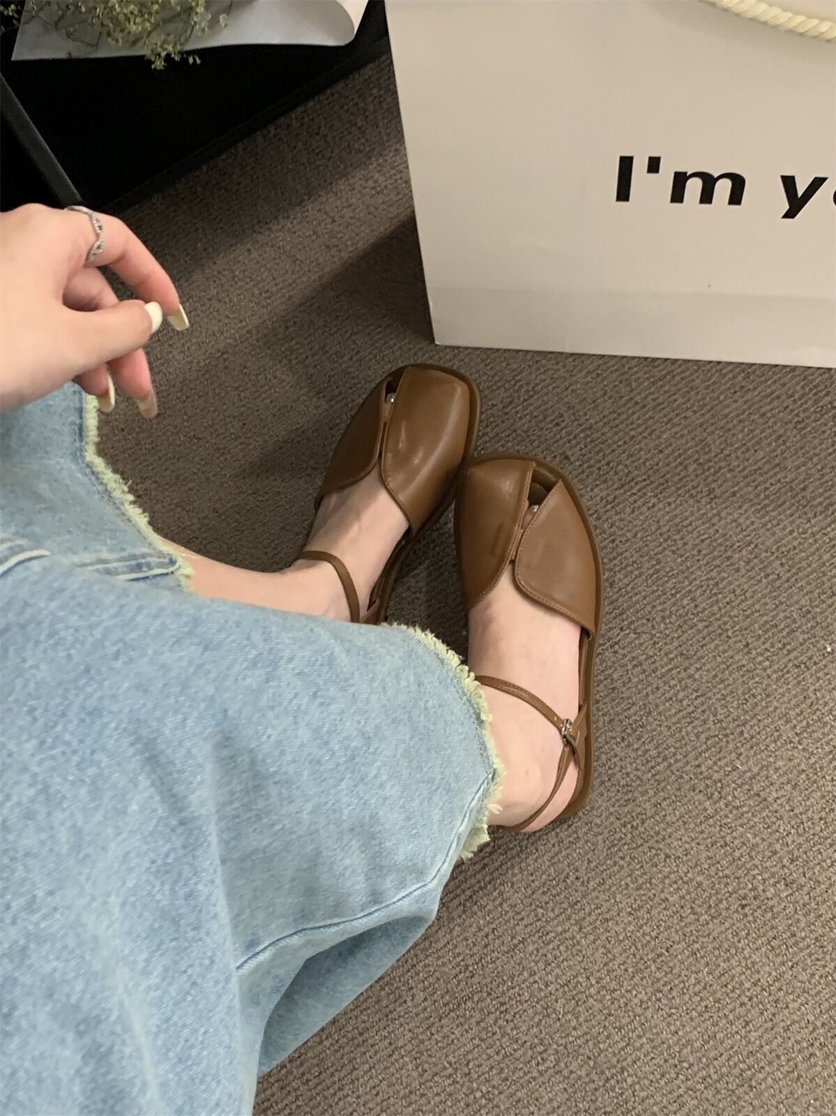 VLOVELAW Closed Toe Sandals for Women New Summer Korean Style Mori Style Retro Fairy Style Casual Soft Flat Bottom Roman Style Shoes