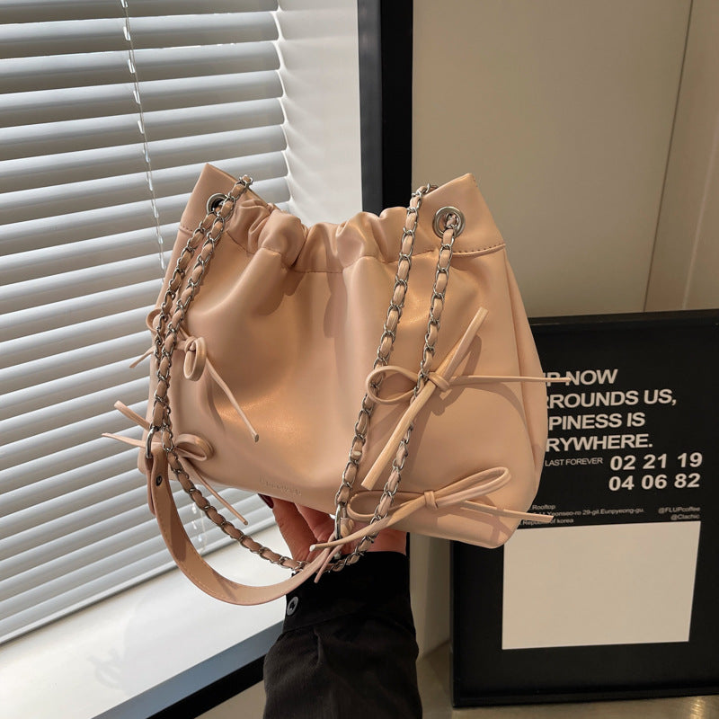 VLOVELAW 2025 Single shoulder small bag women's popular new fashion bow chain bag Popular style versatile garbage bag diagonal cross armpit bag