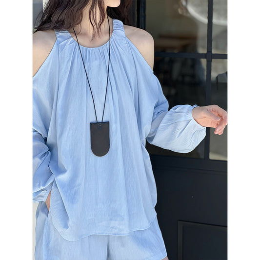 2025 Tachibana, spring new salt style dress suit, solid color shoulder long-sleeved shirt, a-word shorts 932-1