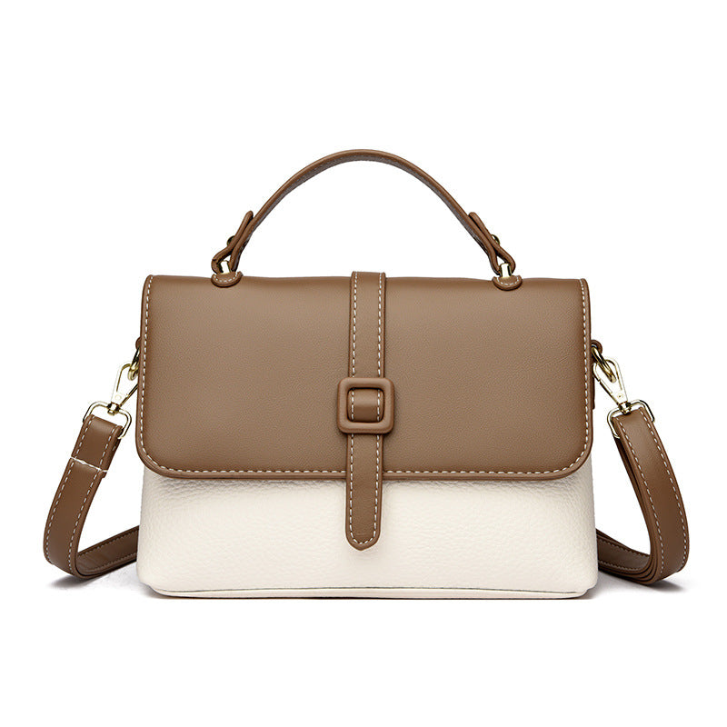 vlovelaw Classic Single Arrow Stitching Messenger Bag High Sense Ins Leather Pattern Small Box Genuine Leather Women's Bag Shoulder Bag