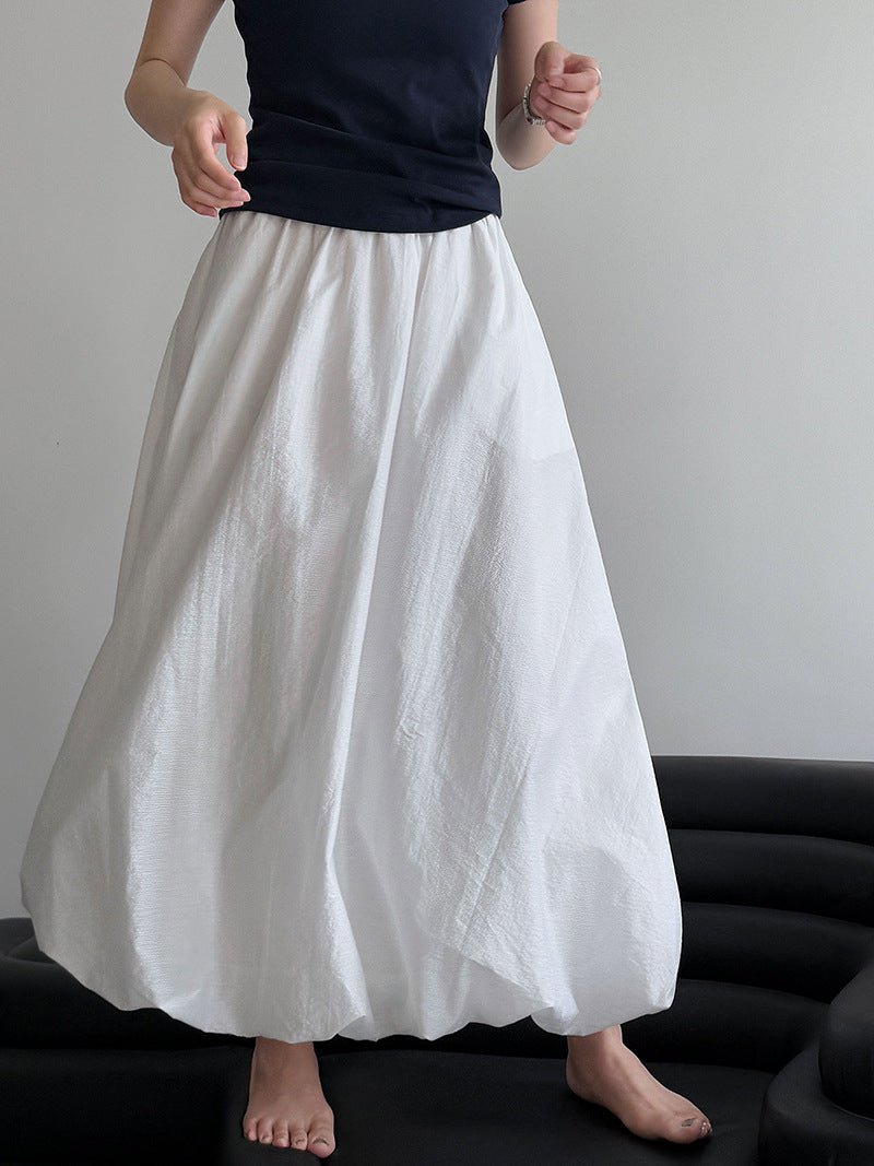 Luxi breathable cotton~ bud skirt Korean simple summer new design high waist A skirt 1908