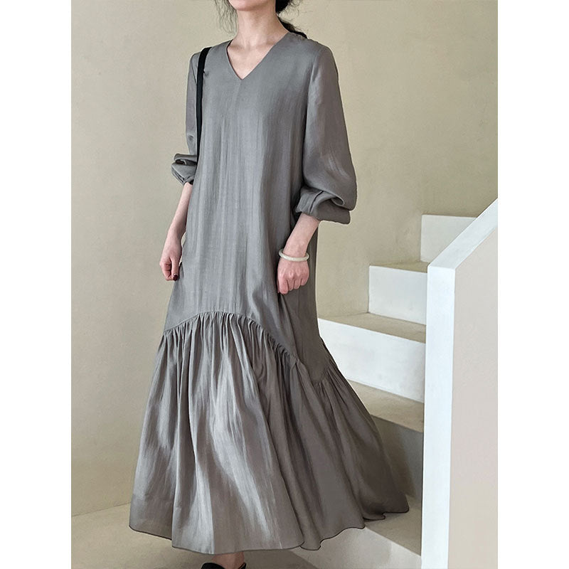 Luxi, Tencel fabric~ design fishtail dress, spring new loose and gentle long skirt 3627