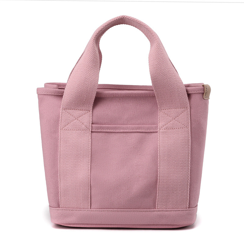 VLOVELAW Small Bag with Zipper Japanese Multi-Layer Bag Niche Lady Shoulder Bag Portable Thickened Canvas Mobile Phone Bucket Tote Bag
