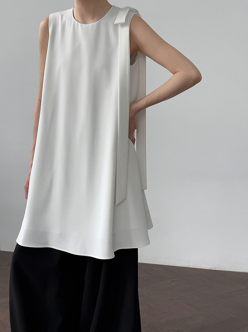 Luxi holiday bow sleeveless vest skirt summer new temperament niche design dress 5119