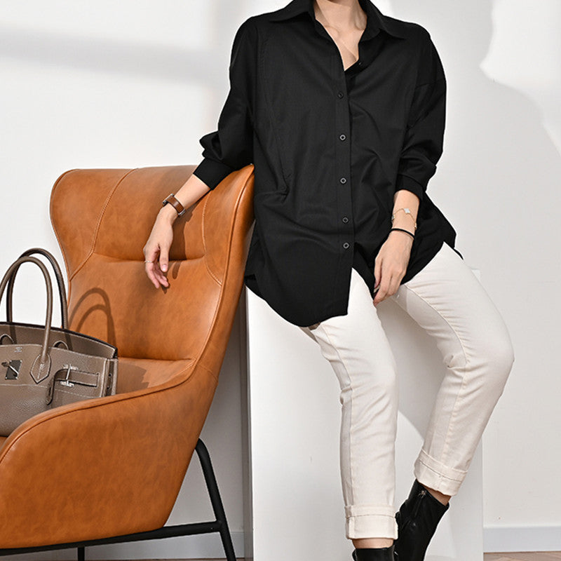 VLOVELAW Meiyang Same Shirt New 3D Cutting Loose Long Sleeve White Blouse Women's Spring and Autumn Design Top Factory Direct Supply