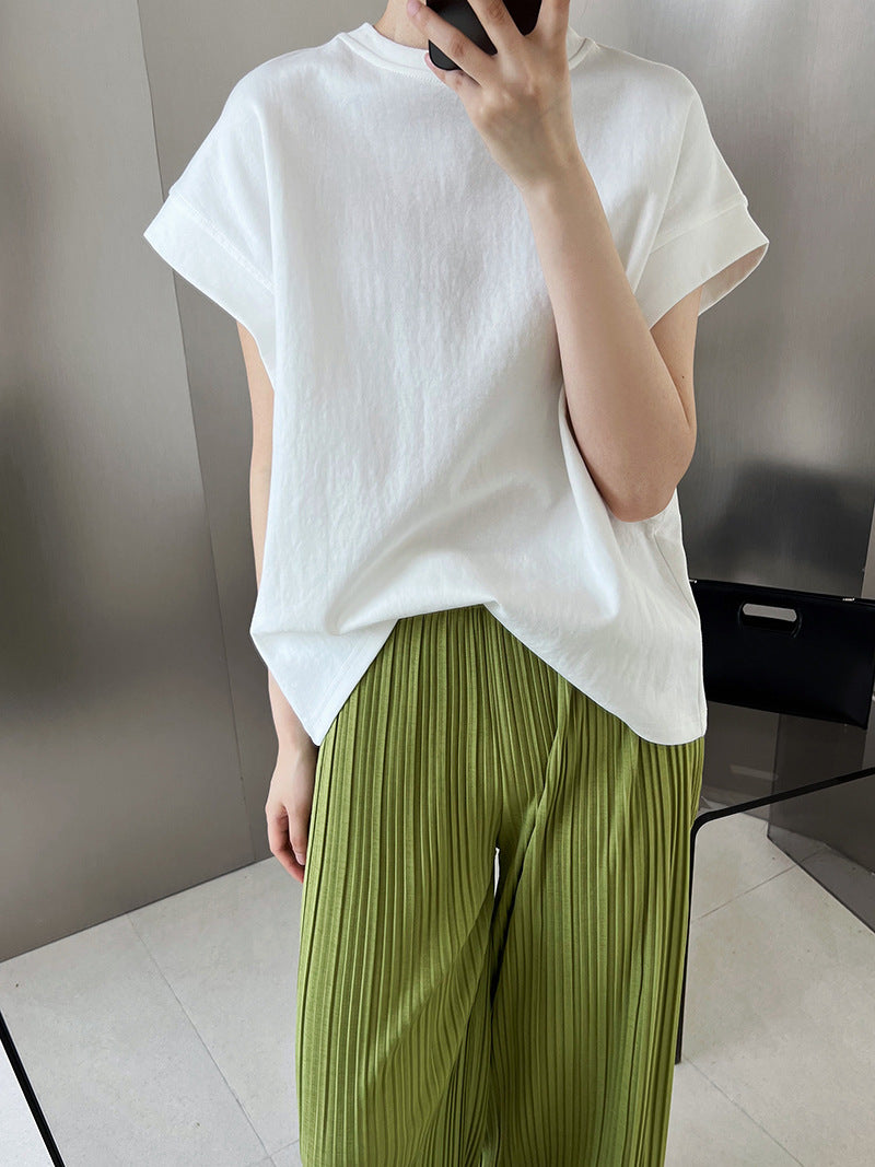 Luxi, Profile Right Angle Shoulder Short Sleeve T-Shirt Women's Summer Loose Design Sense Bat Sleeve T-Shirt Top 2217