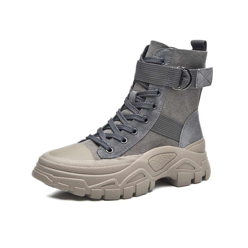 Martin Boots for Women Autumn New Three-Color Net Red Motorcycle Boots Thin Breathable Handsome Increased Trendy Ankle Boots