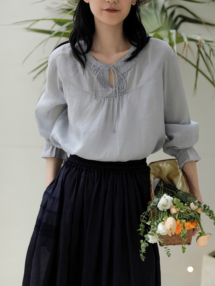 Ramie top popular new spring and autumn sunscreen long-sleeved T-shirt pullover women's 211216 skirt 220303