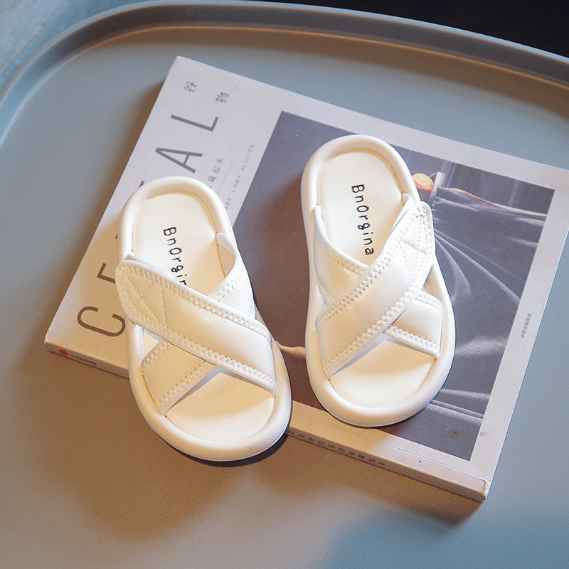 VLOVELAW Girls' Slipper Summer New Soft Bottom Outdoor Fashion Comfortable Korean Style Cross Strap Sandals Wholesale