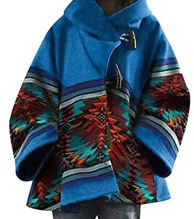 Popular trade ebay new autumn and winter women's clothing long-sleeved hooded jacket printed dragon and phoenix coat