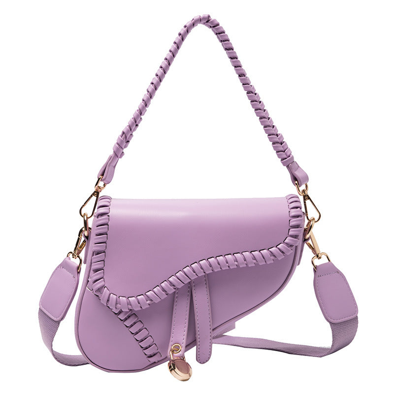 VLOVELAW Bag Women's Bag Autumn New Fashion Shoulder Crossbody Personality Saddle Bag Korean Style Pure Color Artistic Trendy Bag Women's