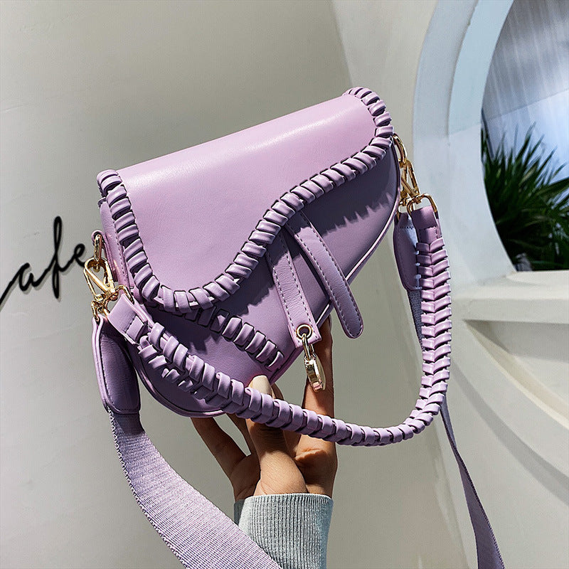 VLOVELAW Bag Women's Bag Autumn New Fashion Shoulder Crossbody Personality Saddle Bag Korean Style Pure Color Artistic Trendy Bag Women's