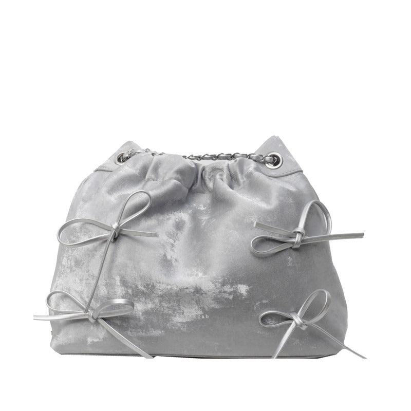 VLOVELAW 2025 Single shoulder small bag women's popular new fashion bow chain bag Popular style versatile garbage bag diagonal cross armpit bag